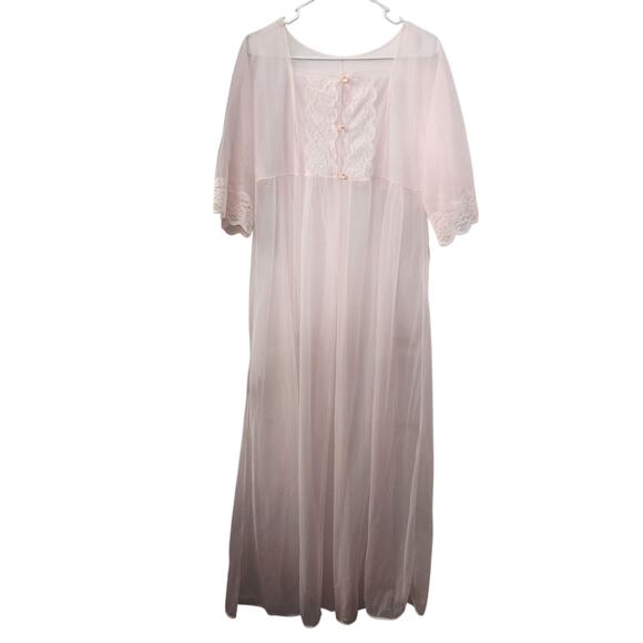 VINTAGE JC PENNEY Robe SILKY‎ PINK PEIGNOIR Lingerie M Retro 90s 80s 70s - Picture 1 of 8